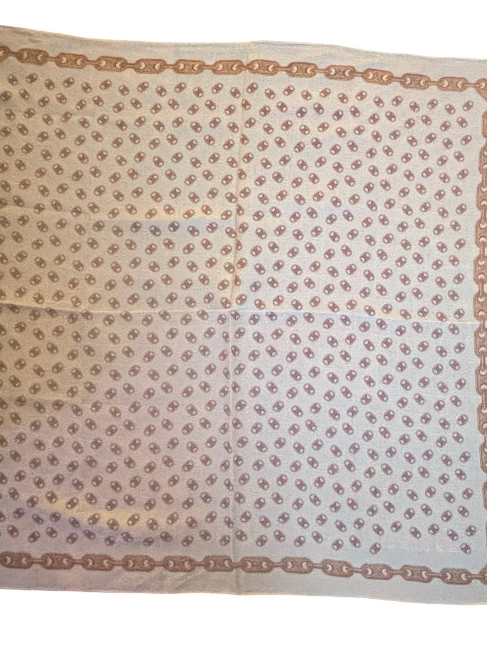 Authentic Celine Yellow and Light Brown Chain Motif Scarf